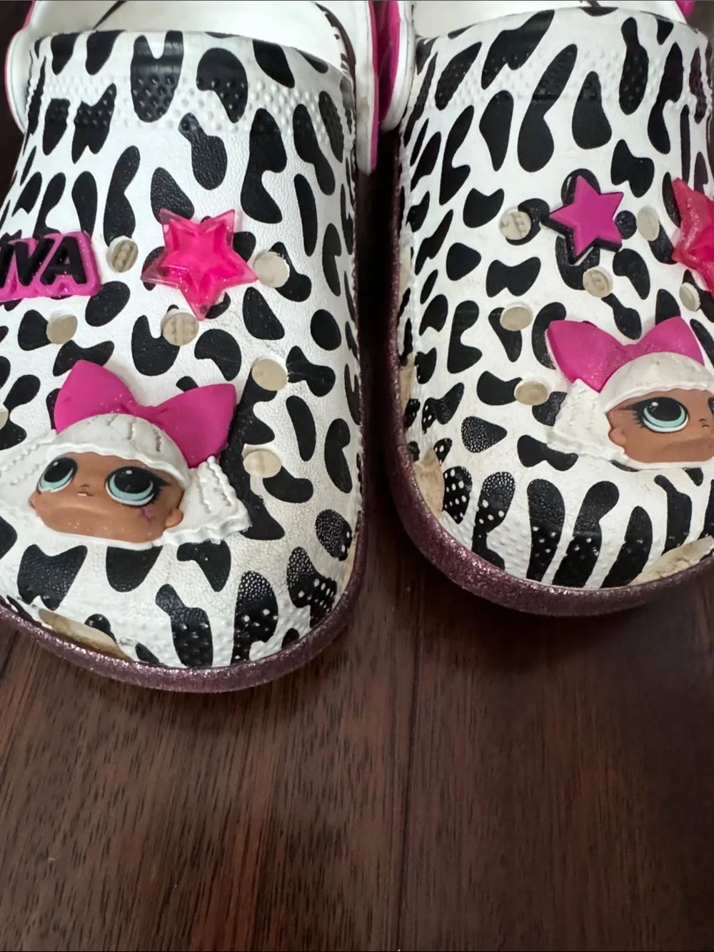 Crocs LOL Kids Leopard Print Clog Shoes with Pink Accents
